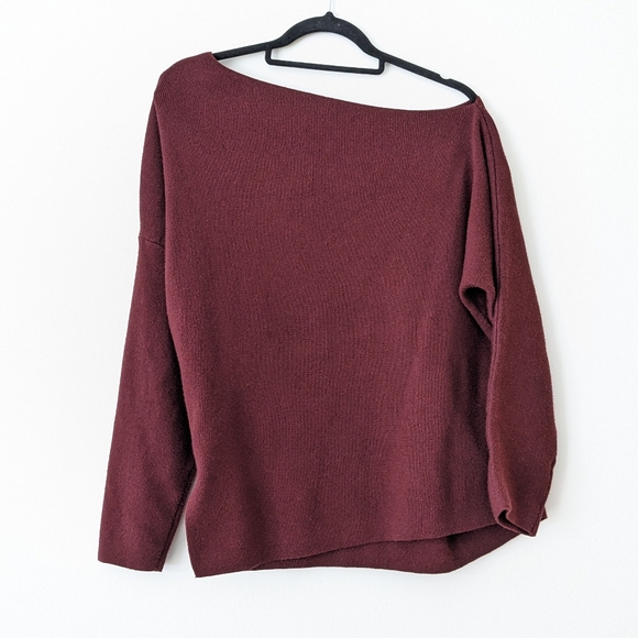 HALARA Off-Shoulder Sweater - Deep Red - Picture 2 of 5